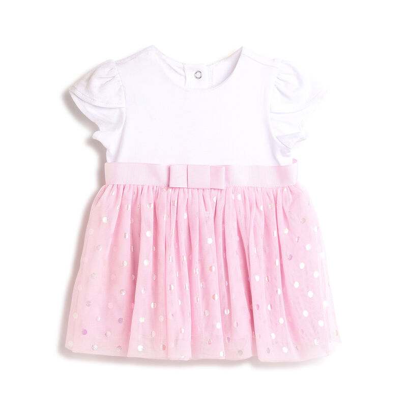 Girls Light Pink Printed Short Sleeve Dress image number 0